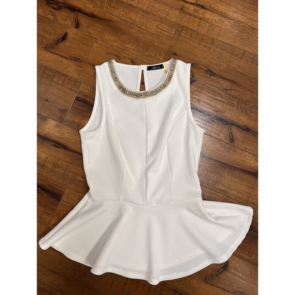 Soprano Tops - Women's Soprano Cream and accented collar tank Size M Medium